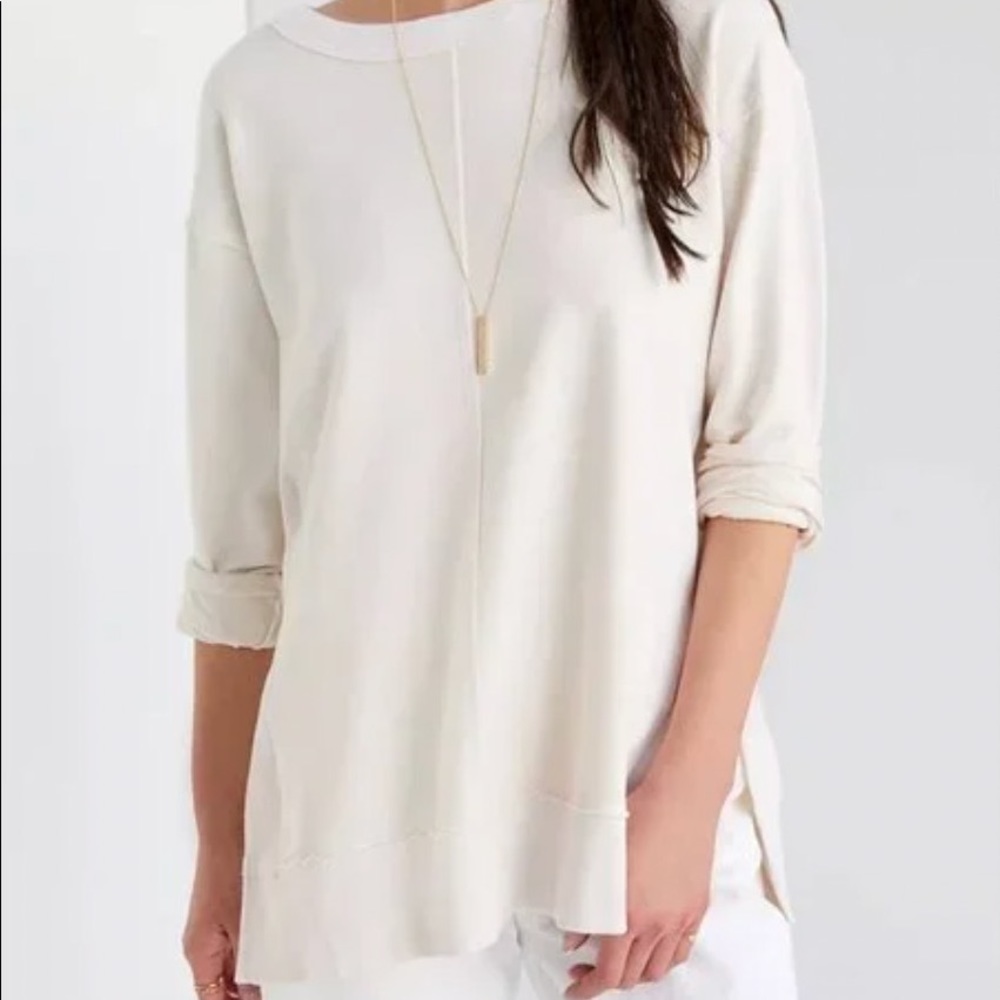 NWT Anthropologie T.La Ivory Long Sleeve Tunic Sweatshirt